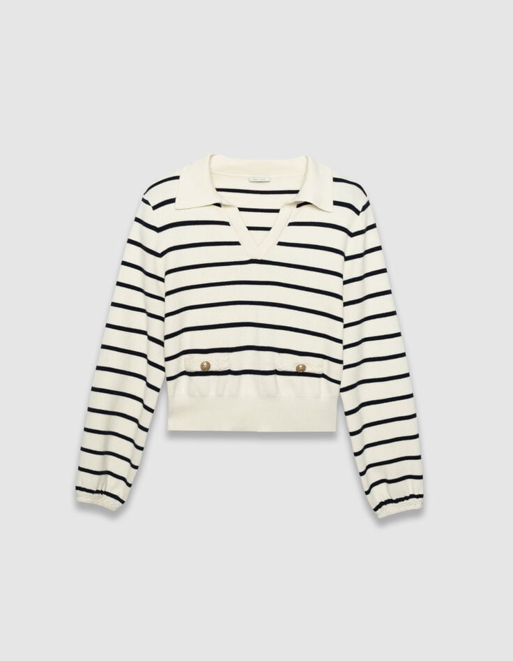 Jersey marinera blanco punto cuello polo mujer-5 Jersey marinera blanco punto cuello polo mujer-5