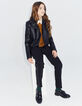 Pantalon noir à bandes pailletées fille-5