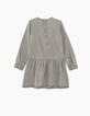 Girls’ bleached grey stud and ruffle denim dress-3