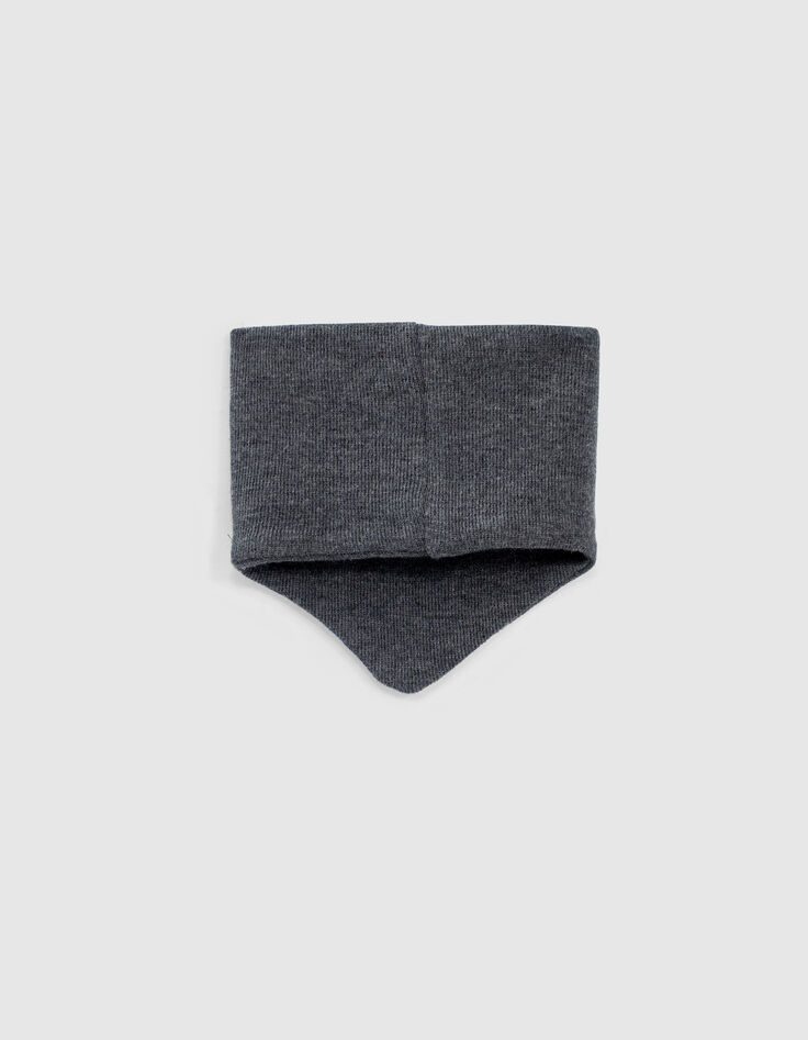 Snood gris anthracite tricot brodé éclair bébé garçon-3