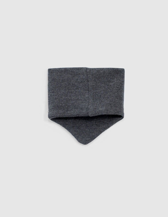 Snood gris anthracite tricot brodé éclair bébé garçon - IKKS
