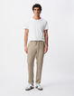 Jogpant de costume beige fonc&eacute; lin m&eacute;lang&eacute; Homme-1