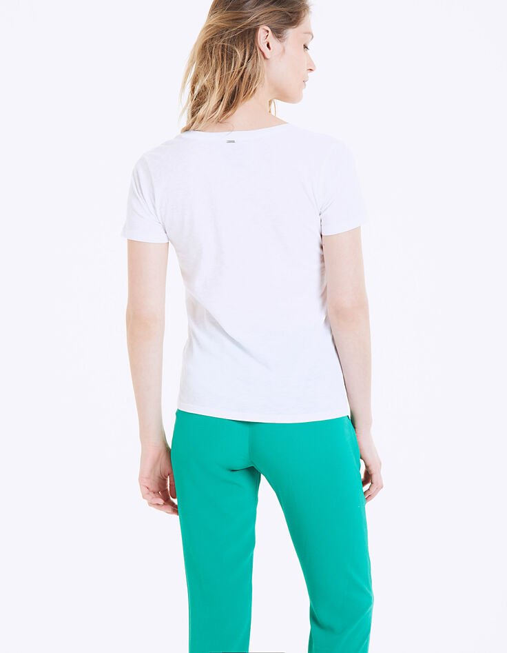 Camiseta de algodón blanco visual vinilo mujer-3 Camiseta de algodón blanco visual vinilo mujer-3