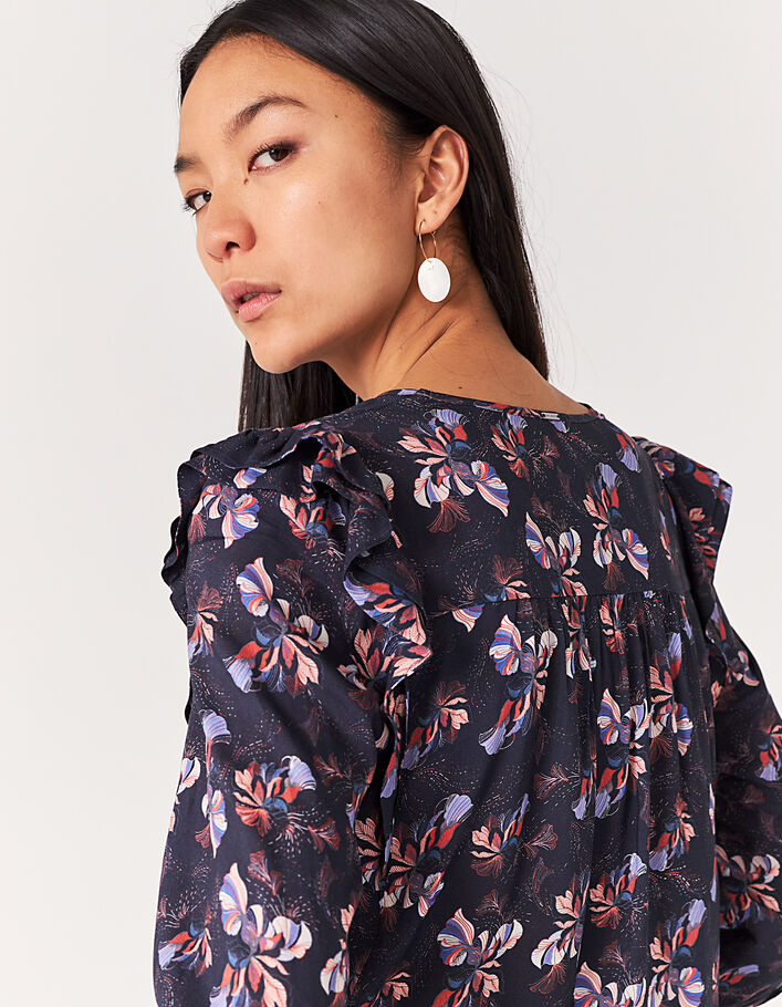Blouse viscose Ecovero® motif floral volant épaules femme-4