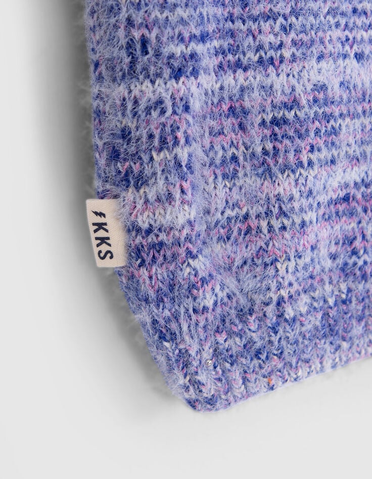 Chaqueta de punto azul y rosa para niña-5 Chaqueta de punto azul y rosa para niña-5