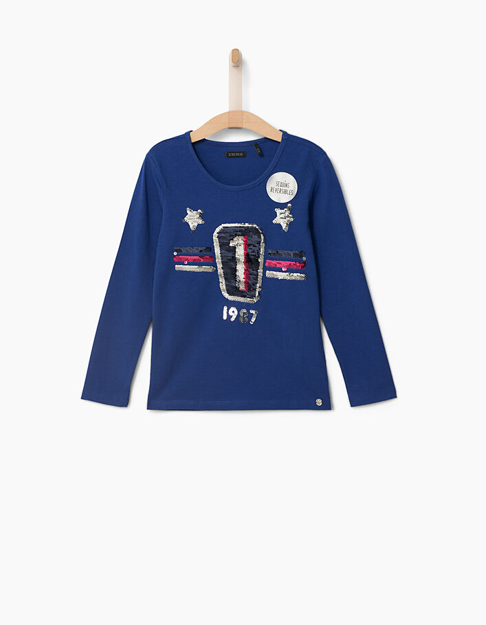 T-shirt Garçon Vertbaudet Manches Longues à Sequins Réversibles - 100% Coton, Motifs Changeants - Idéal Pour Un Style Amusant Et Original