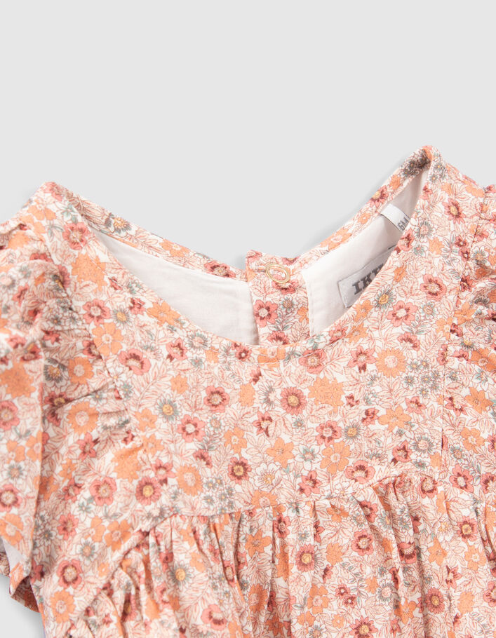 Baby girls’ peach micro-flower print Lenzing™ Ecovero™ dress - IKKS