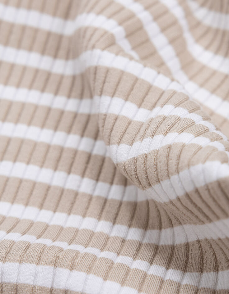 Camiseta beige rayas crudo acanalada-5