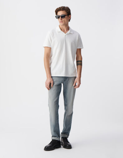 Polo blanc L'Essentiel coton bio flammé Homme - IKKS