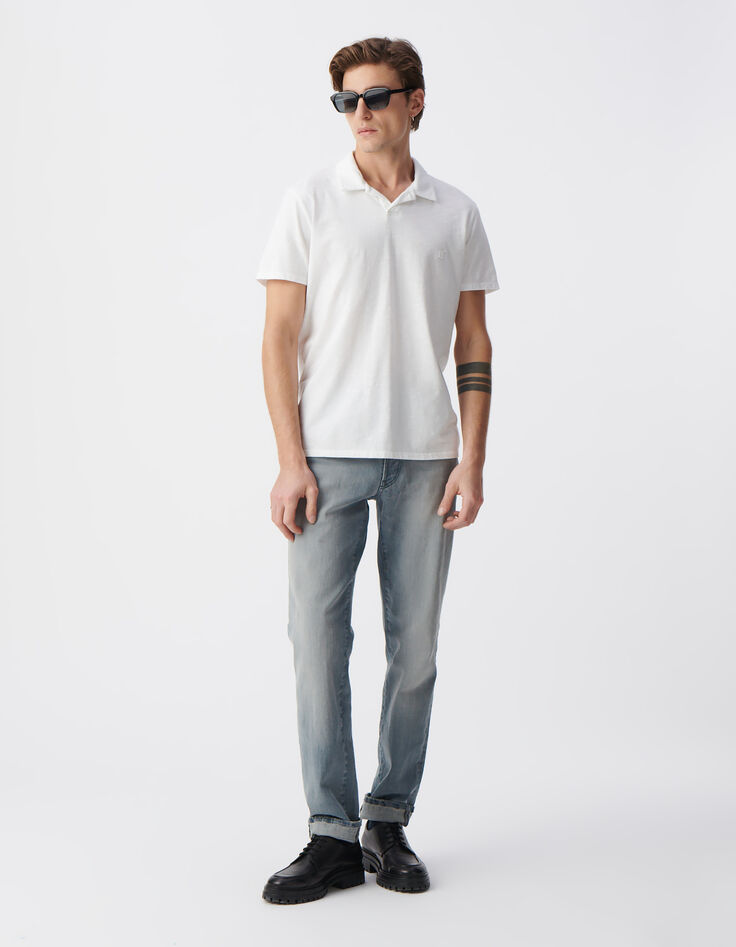 Polo blanc L'Essentiel coton bio flammé Homme-1