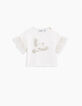 Gebroken wit T-shirt vogel biokatoen babymeisjes-1