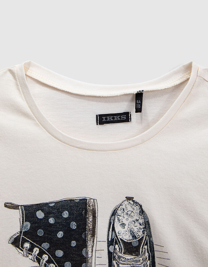 Girls’ ecru T-shirt with polka dot trainers - IKKS
