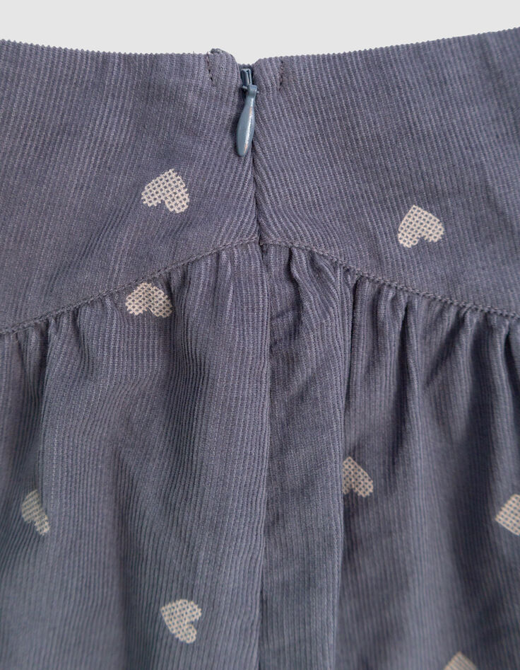 Korte blauwe fluwelen rok hartmotief meisjes-8