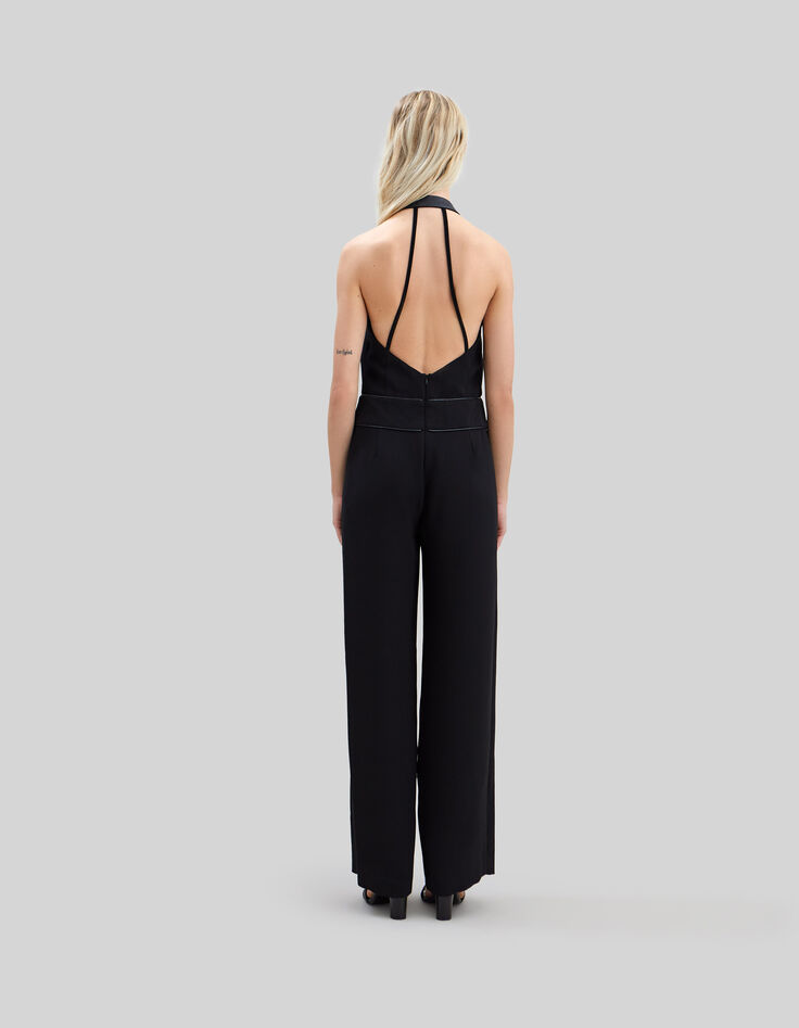 Zwarte jumpsuit Pure Edition gerecycleerd blote rug Dames-3