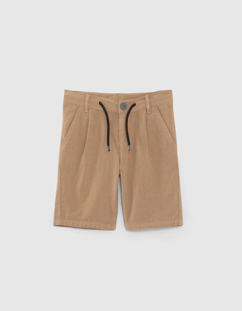 Boys' beige textured fabric chino shorts - IKKS