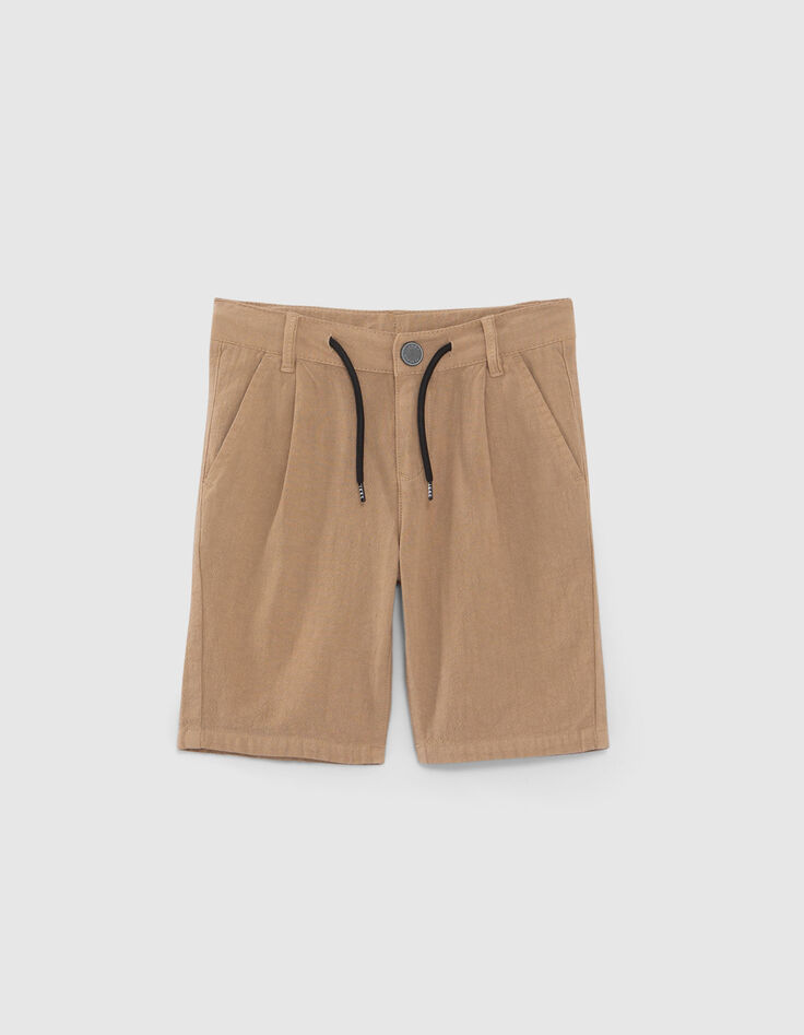 Beige Jungen-CHINO-Bermudas aus Reliefstoff-1