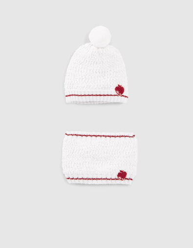 Cremeweiße Strickmütze und -snood für Babymädchen - IKKS