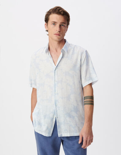 Chemise regular ciel imprim&eacute; floral ray&eacute; Homme - IKKS
