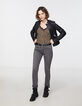 Jean slim gris 7/8ème bandes bijoux côtés, sculpt up femme-6
