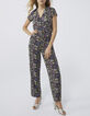 Women’s black XL flower print jumpsuit-1