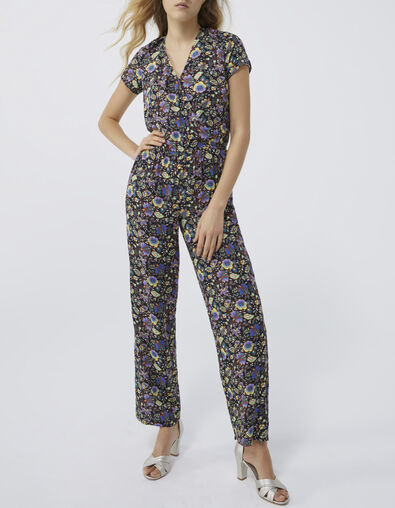 Women’s black XL flower print jumpsuit - IKKS