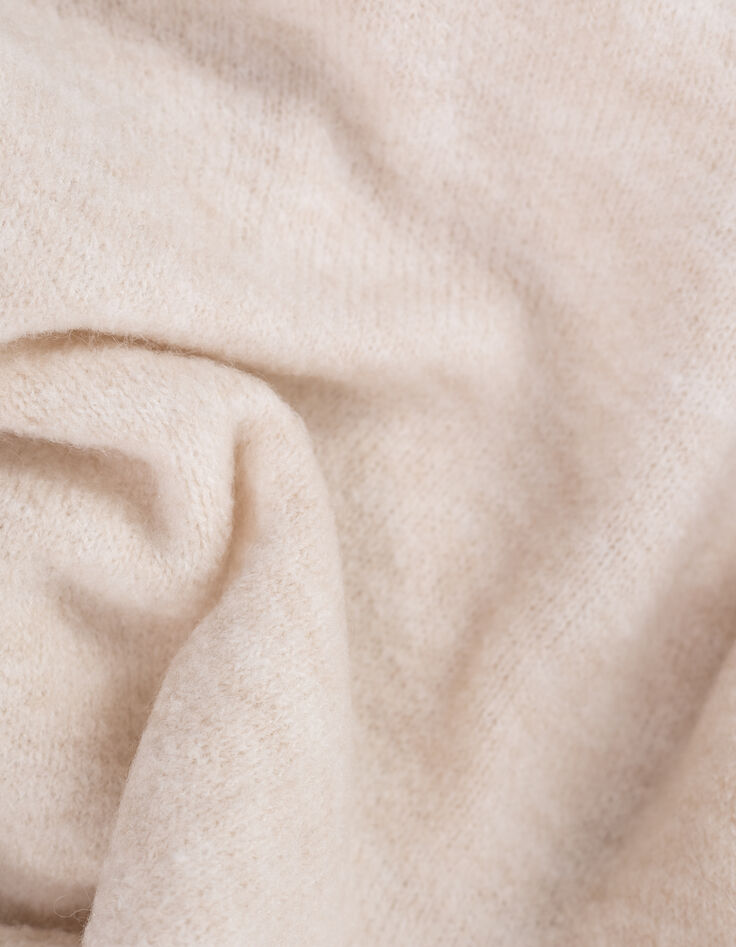 Pull &eacute;cru tricot d&eacute;cor boutons manches Femme-4