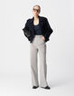 Witte jeans met wijde pijpen in krijtstreep Dames-1