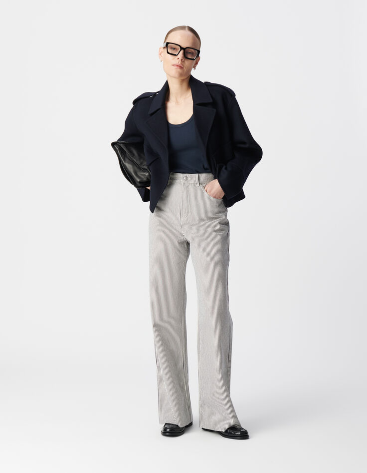 Witte jeans met wijde pijpen in krijtstreep Dames-1