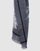 Fular gris Príncipe de Gales bordado mujer-5