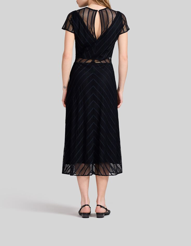 Schwarzes Midi-Damenspitzenkleid-3