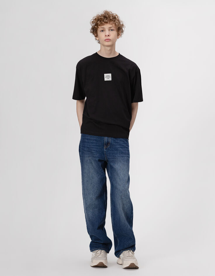 Boys’ black short-sleeved T-shirt with XL slogan on back-3
