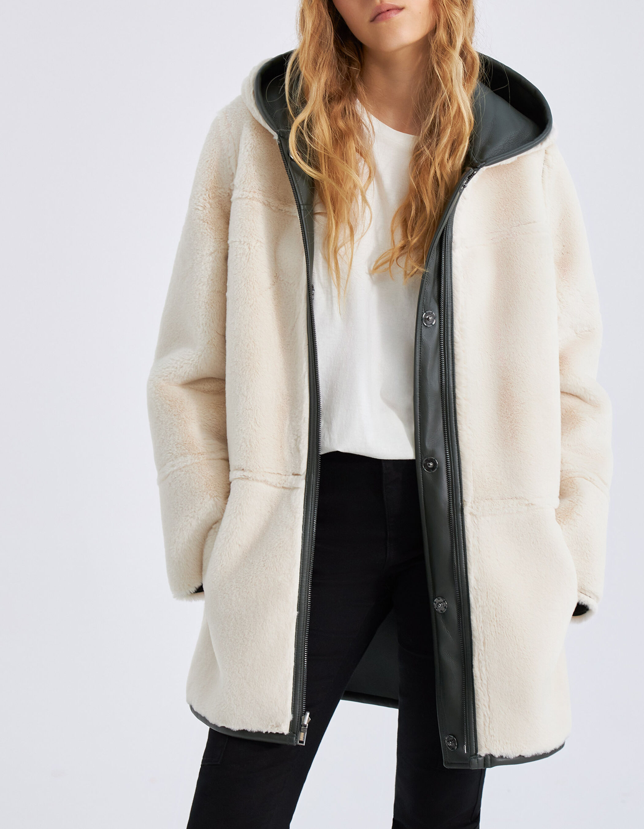 Manteau mi long lichen rock fourr Femme