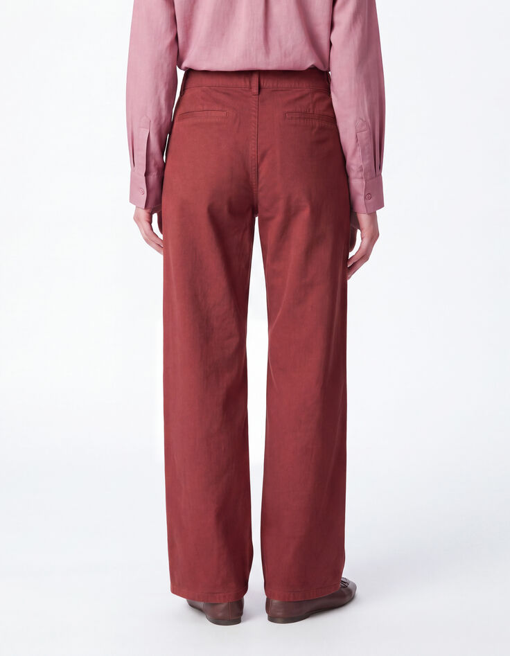 Chino large Rouge coton Femme-3