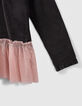 Camiseta gris mix materiales tul niña-4