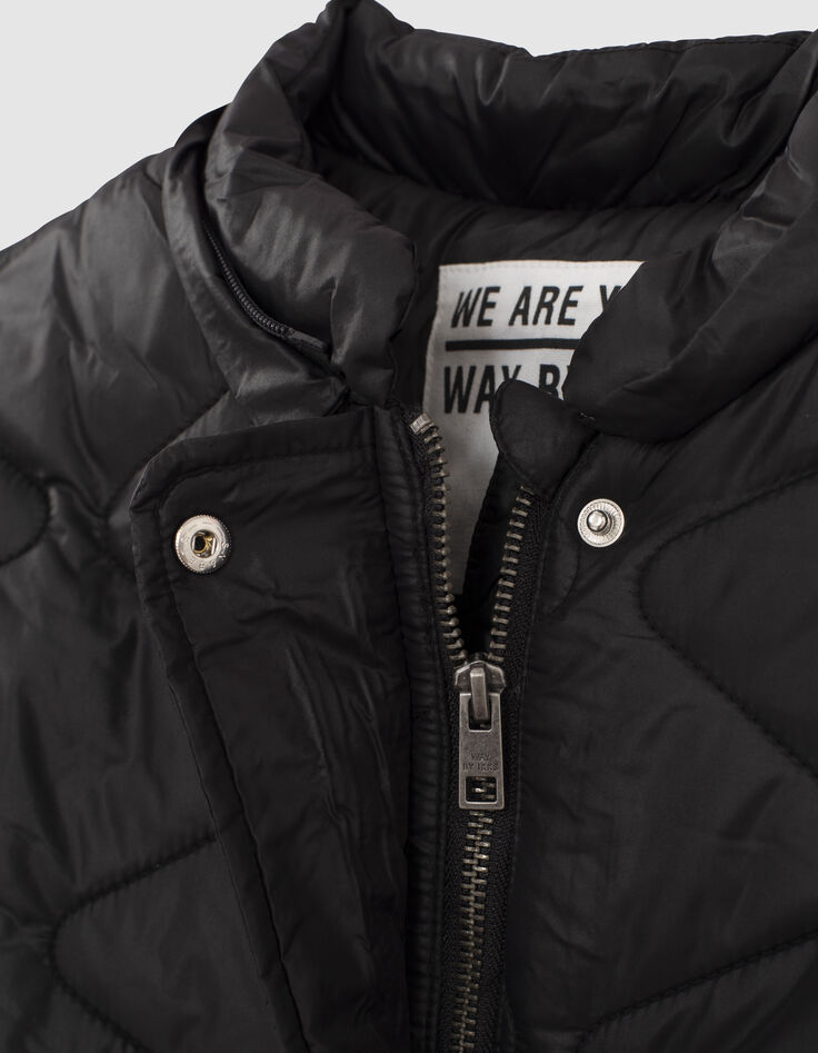 Lange, schwarze M&auml;dchensteppjacke-4