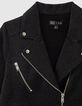 Cardigan noir esprit motard maille paillet&eacute; fille-2