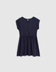 Robe navy Essentiel brodée en coton bio fille-3
