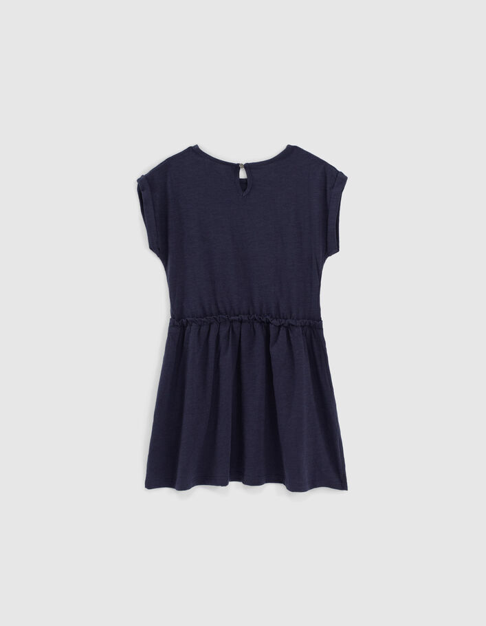 Girls’ navy embroidered organic cotton Essential dress - IKKS