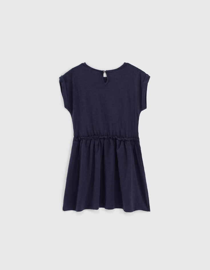 Robe navy Essentiel brodée en coton bio fille-3 Robe navy Essentiel brodée en coton bio fille-3