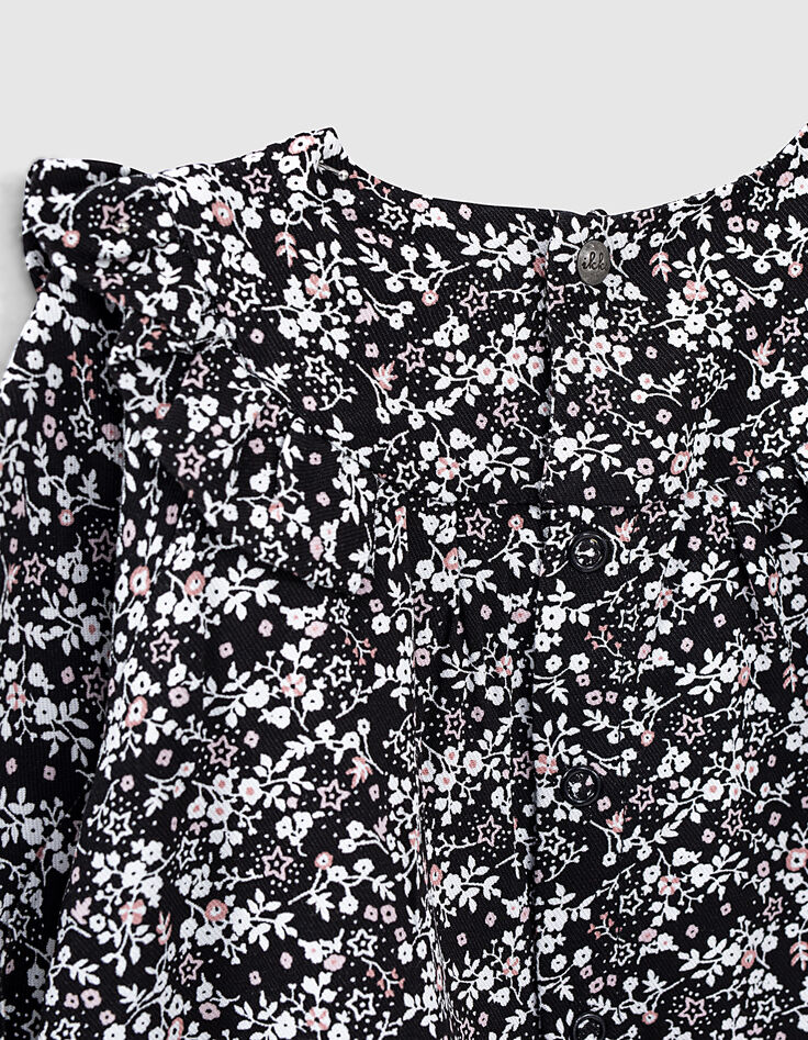 Schwarze Bluse mit Blumenprint für Babymädchen -6