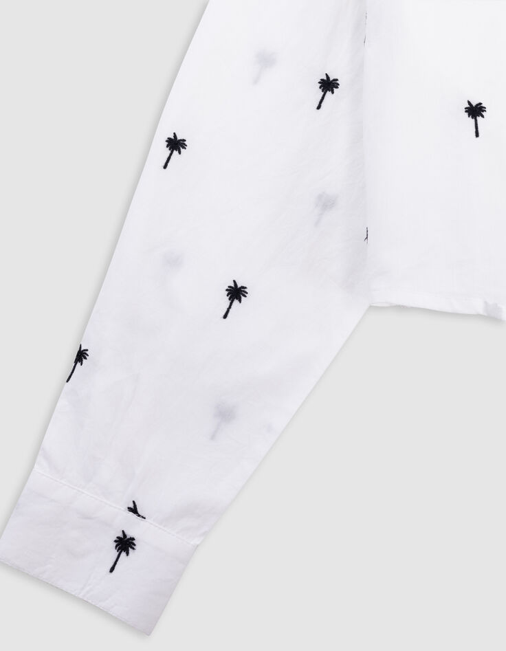 Camisa blanca cropped bordados palmeras niña-6