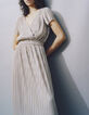 Robe longue dorée plissée réversible Femme-6