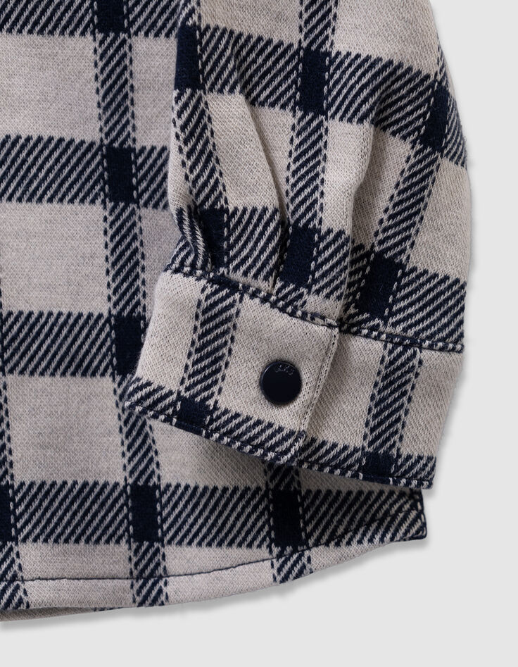 Baby boys’ ecru shirt with navy checks-5