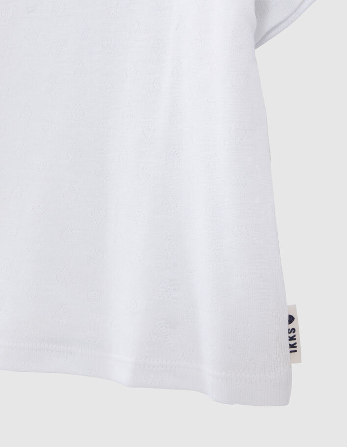 Weißes Mädchen-T-Shirt aus Pointelle-Strick mit Herzmotiv - IKKS