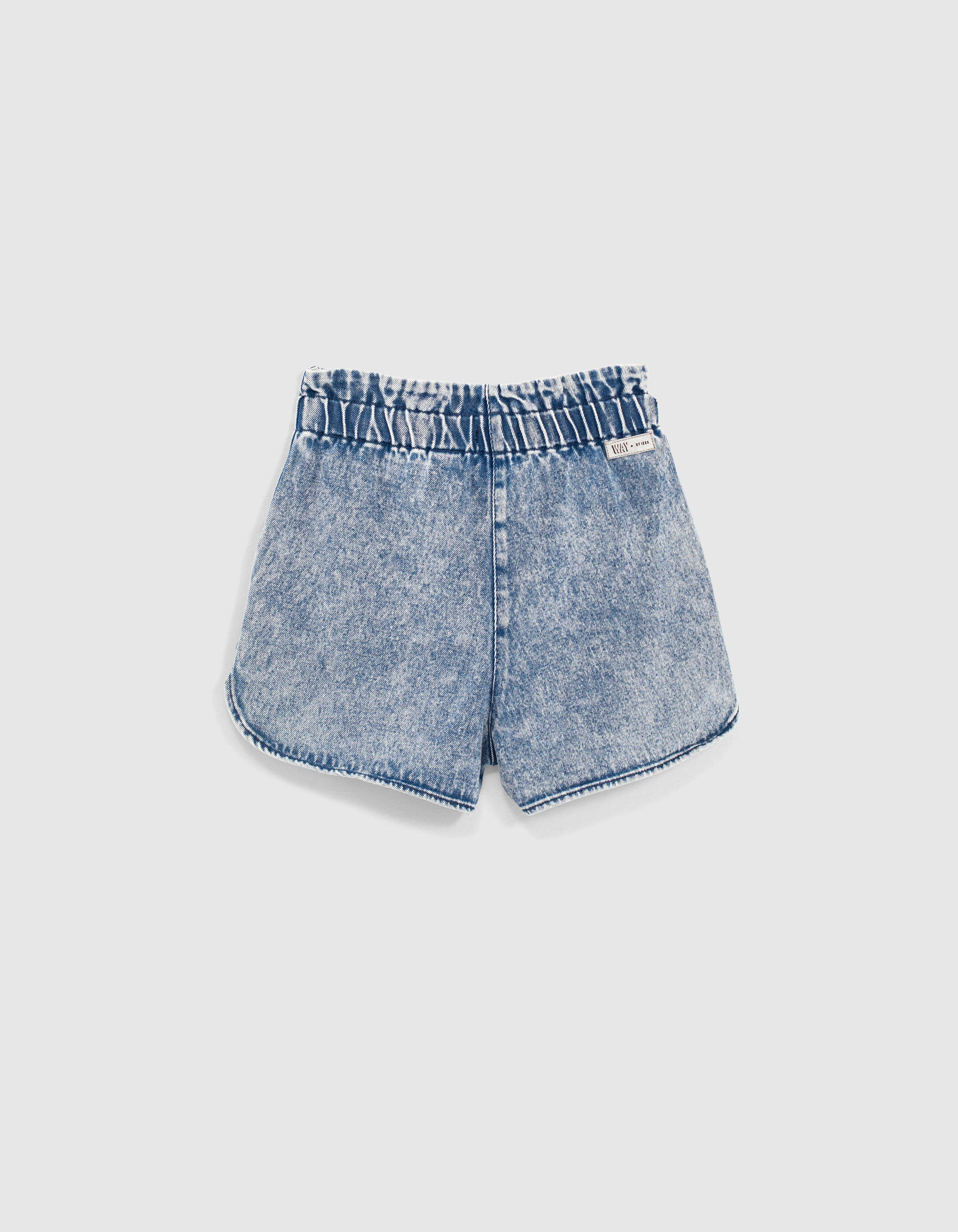 Short en jean medium blue taille haute elastiquee fille IKKS