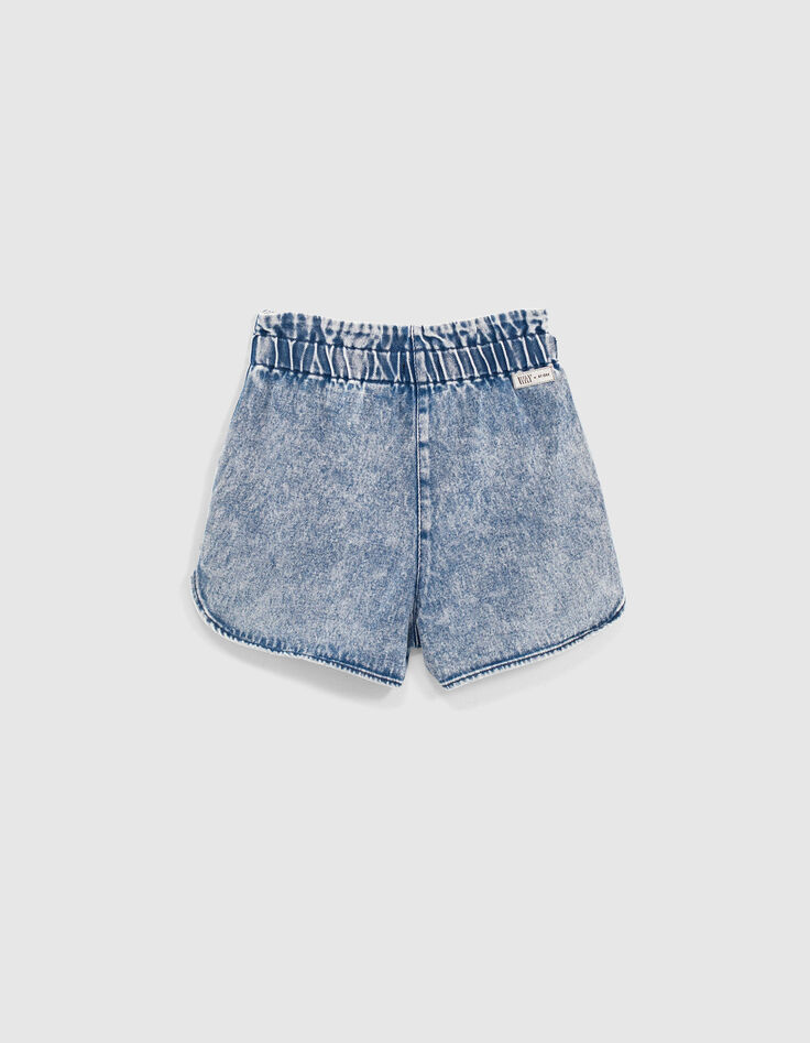 Medium blue jeansshort hoge elastische taille meisjes-3