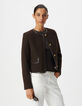 Veste marron lainage boutons militaires Femme-5