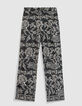 Zwarte wijde pantalon met bloemenprint voor dames-7