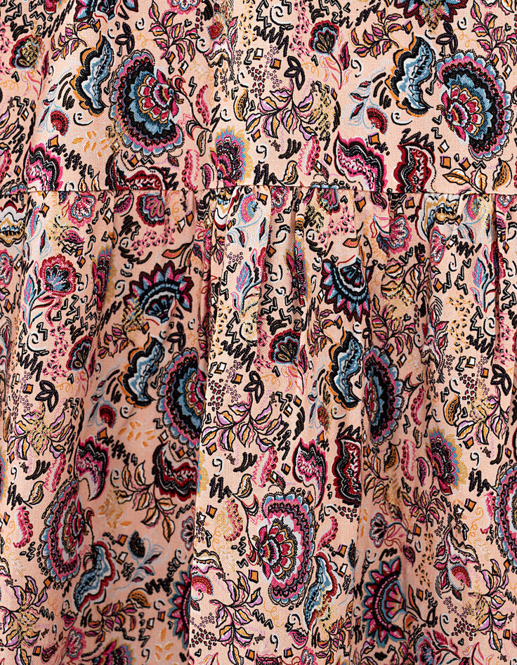 Robe longue rose poudré imprimé cachemire fille-4