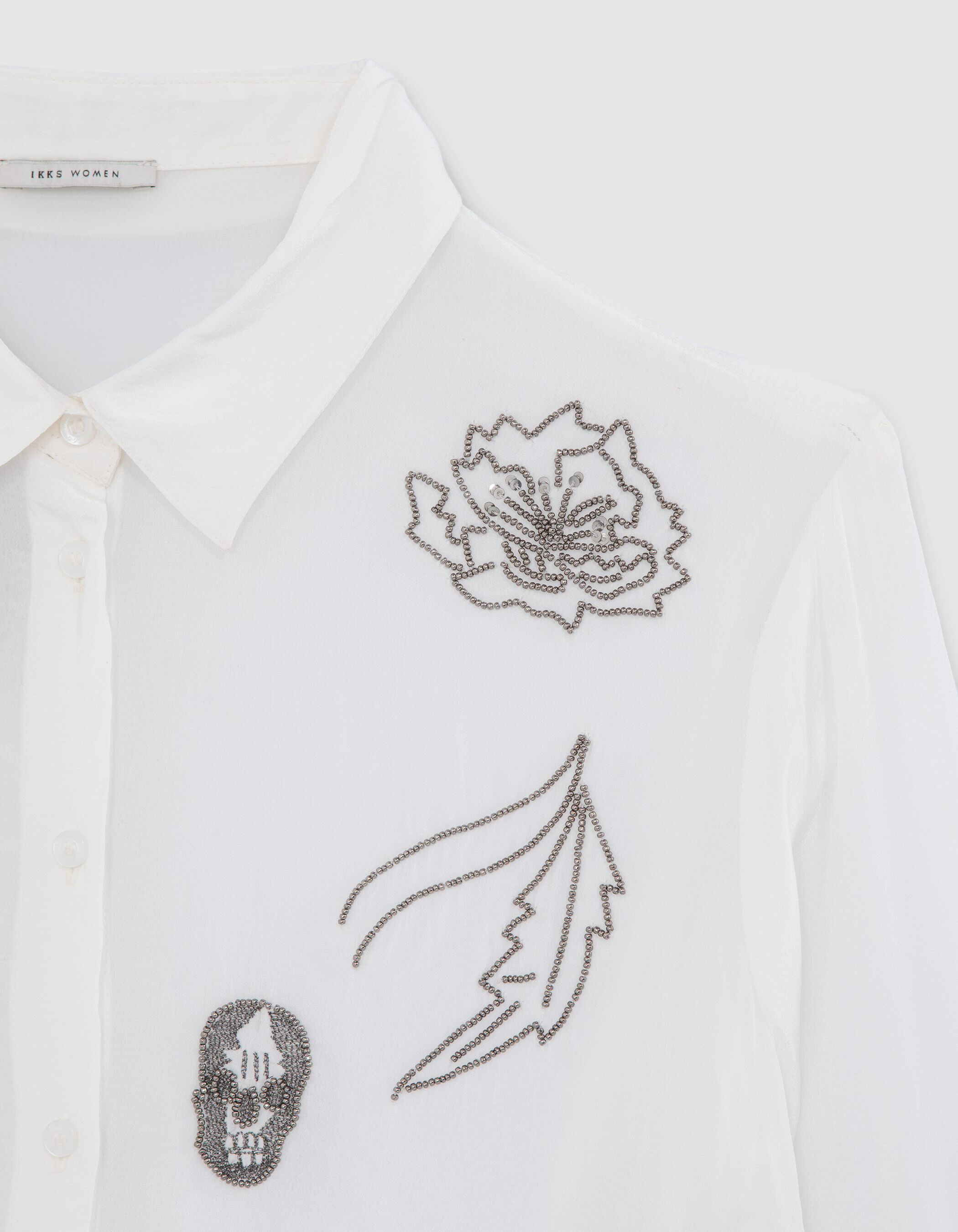 Women's off-white shirt with bead embroidery IKKS